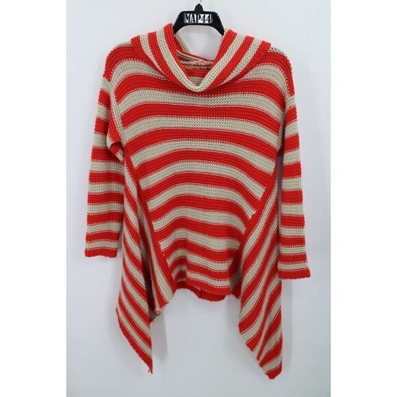 Bcbg Maxazria Cowl Neck Striped Orange Beige Assymetrical Hem  M - Picture 1 of 9